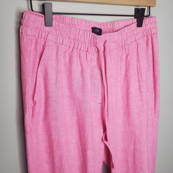 J.Crew Factory Linen-Cotton Drawstring Pant Pink Linen Cotton Blend Women's 8 - Picture 4 of 15
